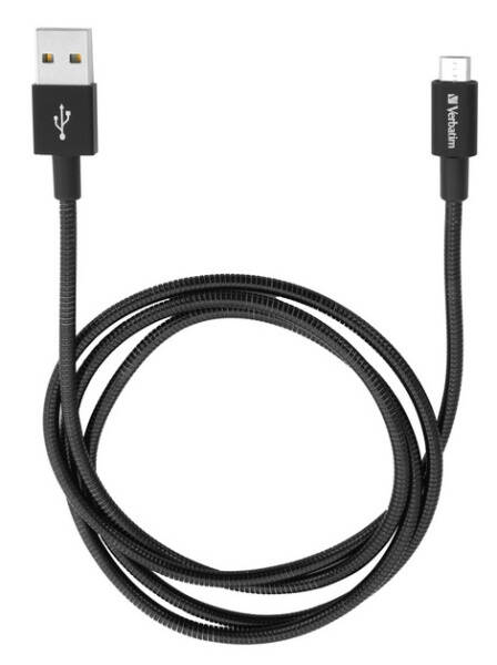 Kabel Verbatim Sync & Charge USB/micro USB, 1m, nerezová ocel černý

