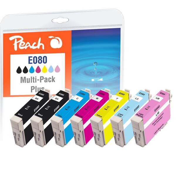 Inkoustová náplň Peach Epson 80, T0807 MultiPac Plus, 7x 8,2  ml vícebarevná

