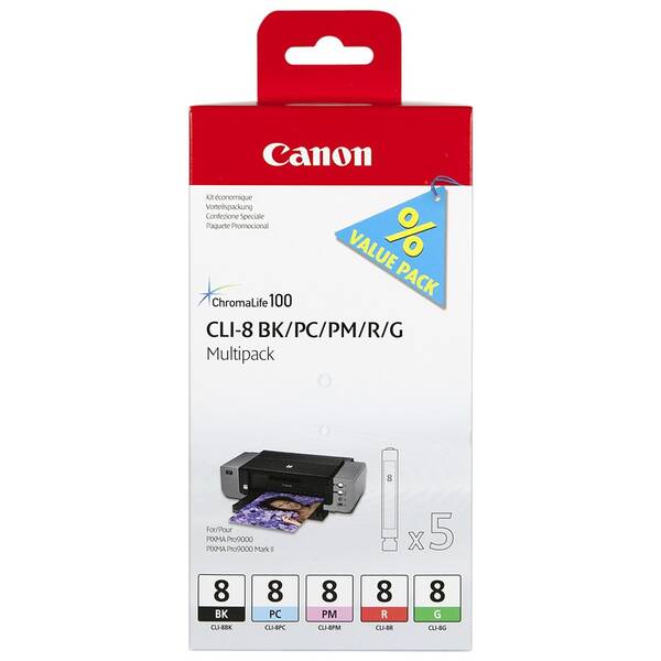 Inkoustová náplň Canon CLI8, 940 + 2x 450, 2x 420 stran, vícebarevná

