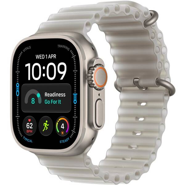 Chytré hodinky Apple GPS + Cellular 49 mm přírodní titan, průsvitně šedý oceánský řemínek 

