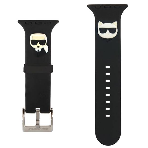 Řemínek Karl Lagerfeld Karl and Choupette na Apple Watch 42/44/45mm černý

