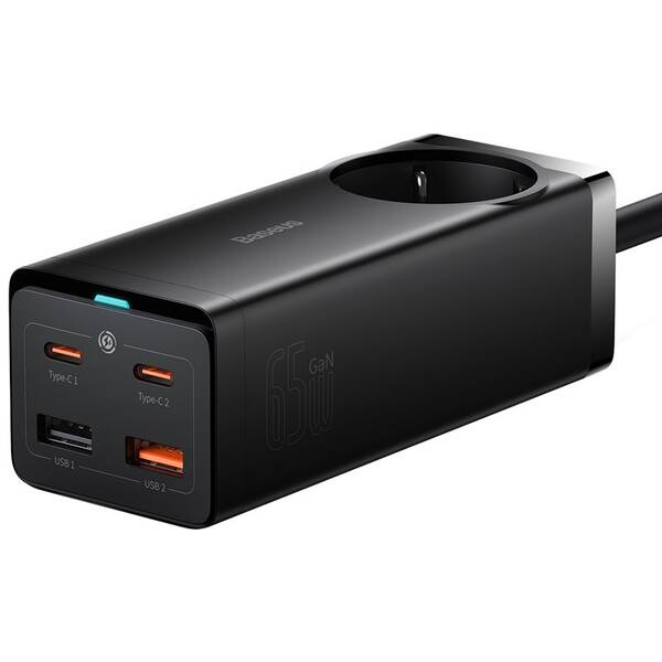 Nabíječka do sítě Baseus GaN3 Pro, 2x USB-C, 2x USB-A + AC 65W černá

