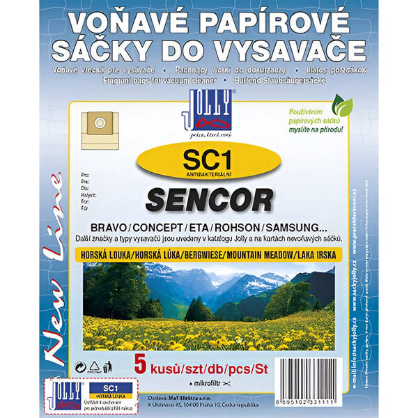 Sáčky do vysavače Jolly 3111S SC 1 Sencor (5 ks) - horská louka 

