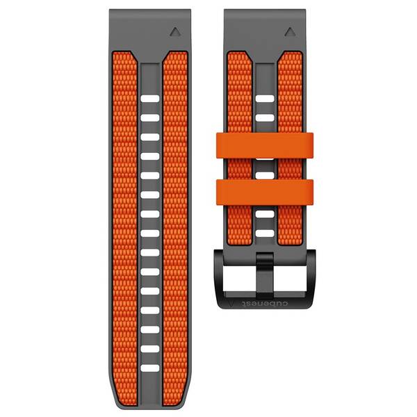 Řemínek Cubenest Premium Silicone Garmin QuickFit Band 26mm šedý/oranžový

