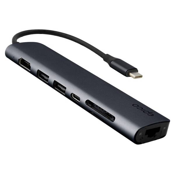 USB Hub Epico 7in1 Multimedia Hub 8K with USB-C černý

