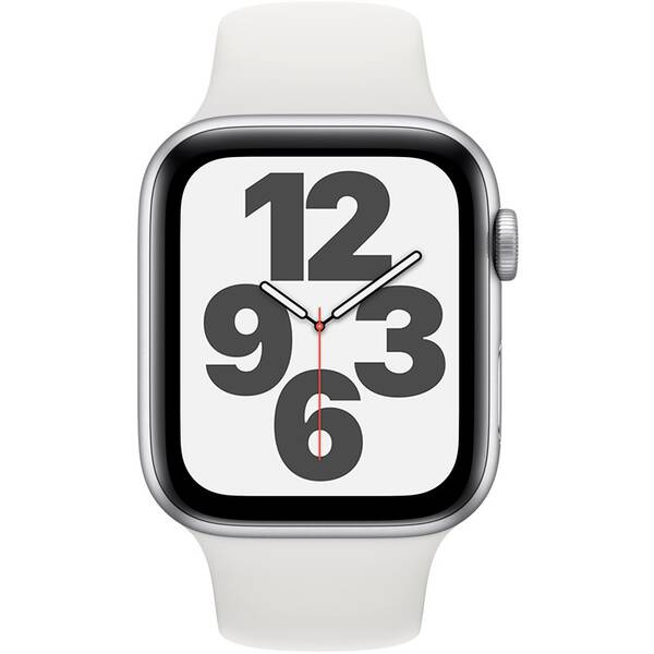 Chytré hodinky Apple GPS 44mm pouzdro ze stříbrného hliníku - bílý sportovní náramek 

