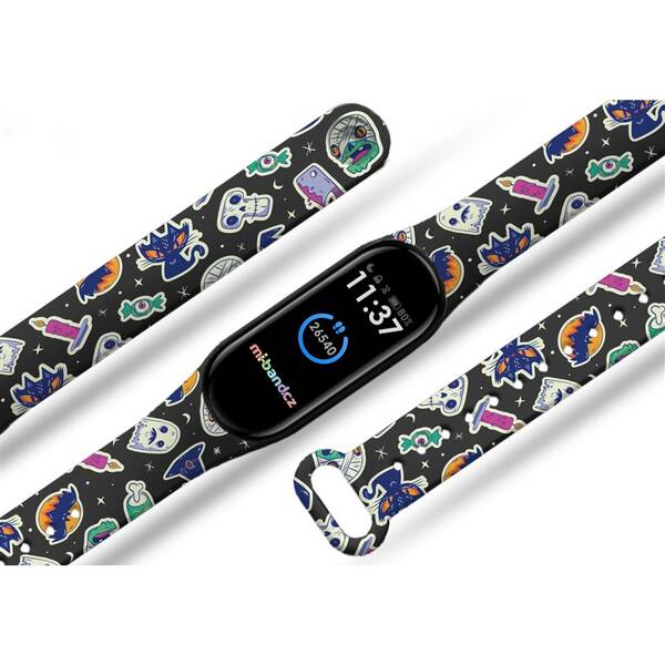 Řemínek Mi-Band na Xiaomi Mi Band 5/6 - motiv Haloween, černý 

