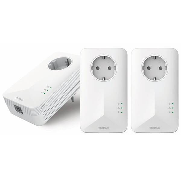 Síťový rozvod LAN po 230V Strong sada 3 adaptérů Powerline 1000 TRI EU/ 1000 Mbit/s/ 1x LAN bílý

