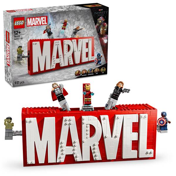 Stavebnice LEGO® Marvel 76313 Logo MARVEL a minifigurky 

