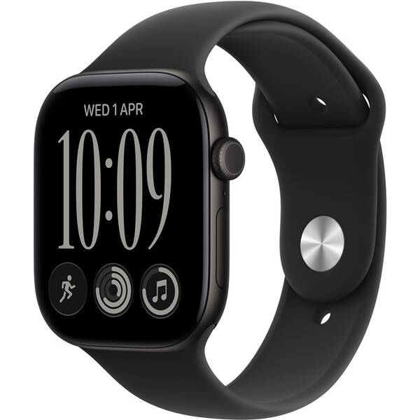 Chytré hodinky Apple GPS + Cellular 46 mm černý hliník, černý sportovní řemínek - S/M 

