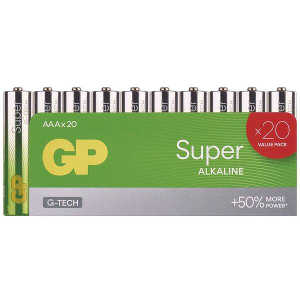 Baterie alkalická GP Super Alkaline AAA (LR03), 20 ks 

