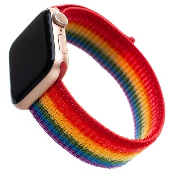 Řemínek FIXED Nylon Strap na Apple Watch 42/44/45/49 mm - duhový 


