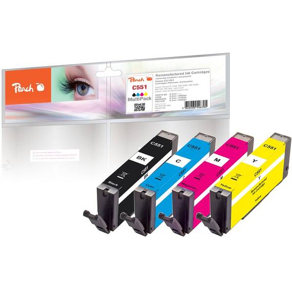 Inkoustová náplň Peach Canon CLI551 MultiPac, 4x8,5 ml vícebarevná

