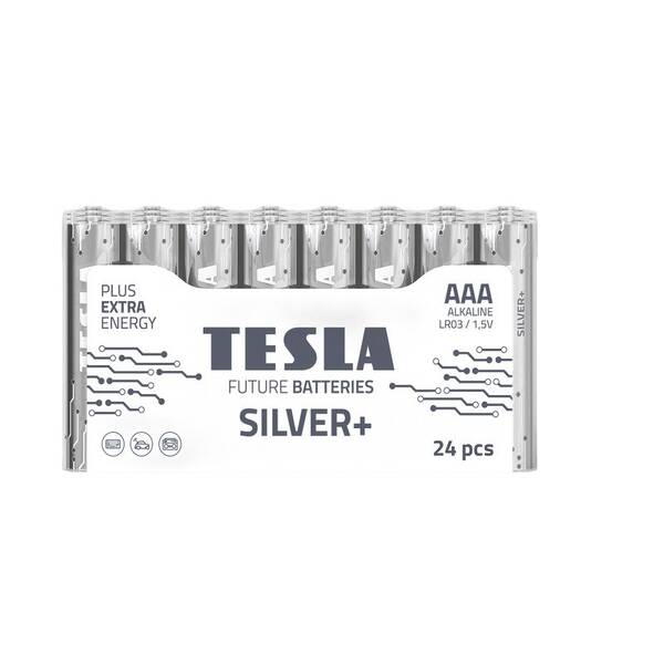 Baterie alkalická Tesla AAA, LR03, SILVER+ (24 ks) 

