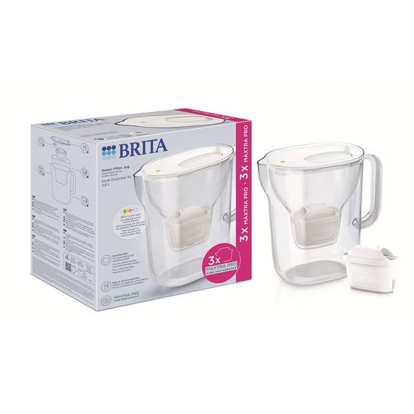 Filtrační konvice BRITA Style Essential XL, 3,6 l, + 3 x filtr bílá

