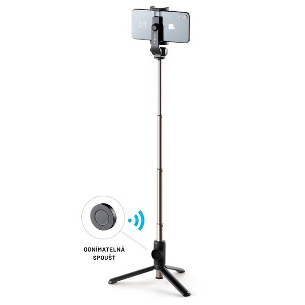 Selfie tyč FIXED Snap Lite s tripodem a bezdrátovou spouští černá

