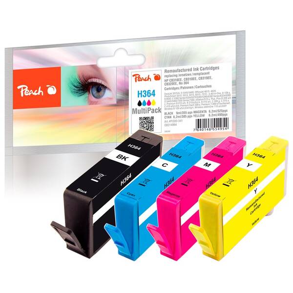 Inkoustová náplň Peach HP 364, MultiPac, 1x9, 3x6,2 ml vícebarevná

