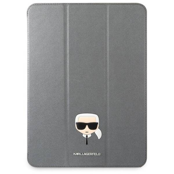Pouzdro na tablet Karl Lagerfeld Head Saffiano na Apple iPad Pro 11" stříbrné

