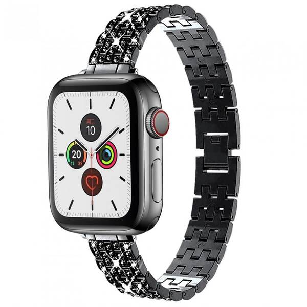 Řemínek WG star, kovový, na Apple Watch 42/44/45/49 mm + adapter černý


