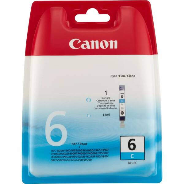 Inkoustová náplň Canon BCI-6C, 210 stran azurová

