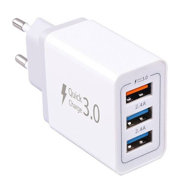 Nabíječka do sítě WG 3x USB, QC 3.0, 7,8 A bílá


