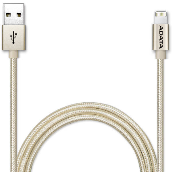 Kabel ADATA Sync & Charge USB/Lightning, 1m, MFi, opletený zlatý

