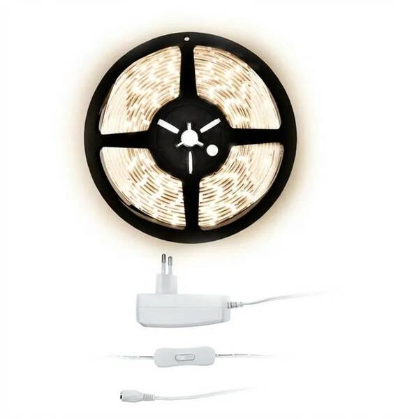LED pásek Solight 5m, sada s 12V adaptérem, 4,8W/m, IP20 bílý

