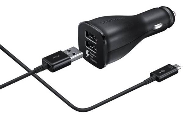 Adaptér do auta Samsung EP-LN920C, 2x USB, 2A, s funkcí rychlonabíjení + USB-C kabel černý

