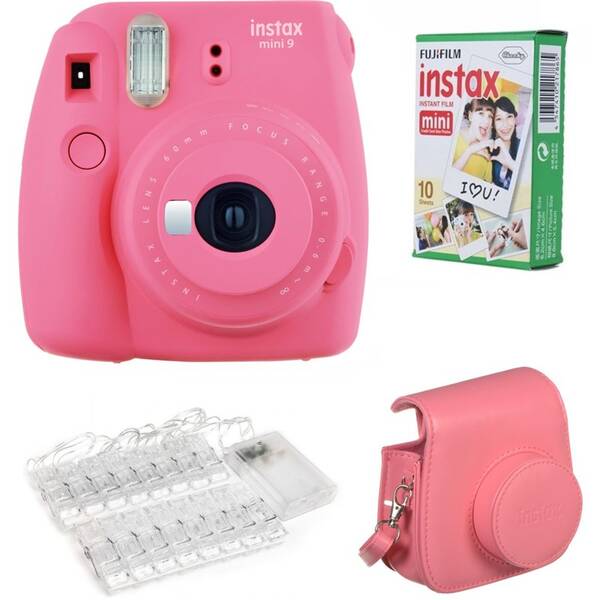 Instantní fotoaparát Fujifilm Instax mini 9 LED bundle růžový

