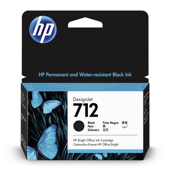 Inkoustová náplň HP 712, 38 ml černá

