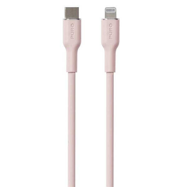 Kabel Puro Soft Lightning/USB-C 12 W, 1,5 m růžový

