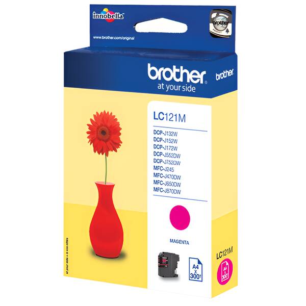 Inkoustová náplň Brother LC-121M, 300 stran purpurová

