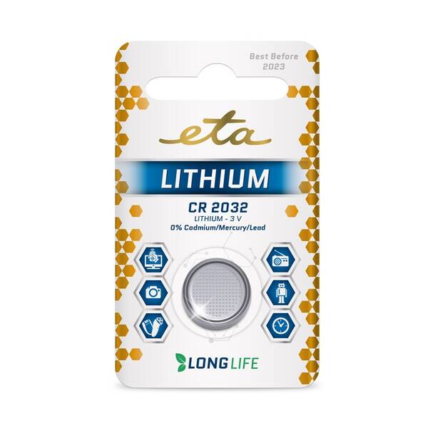 Baterie lithiová ETA CR2032, blistr 1ks 

