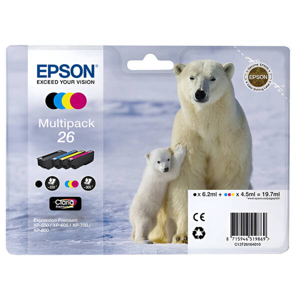 Inkoustová náplň Epson 26, 220/3x300 stran vícebarevná

