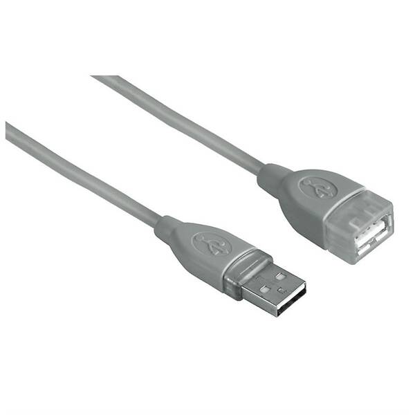 Kabel Hama USB, 3m, prodlužovací šedý

