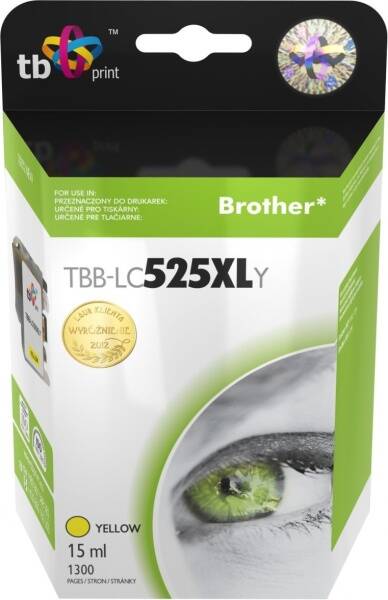 Inkoustová náplň TB Brother LC525/535, 1300 stran žlutá

