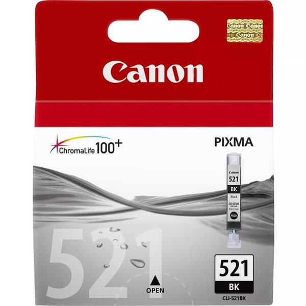 Inkoustová náplň Canon CLI-521Bk, 665 stran černá

