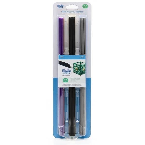 Náplň 3Doodler PLA pro 3D pero Create+ 75ks černá/šedá/fialová

