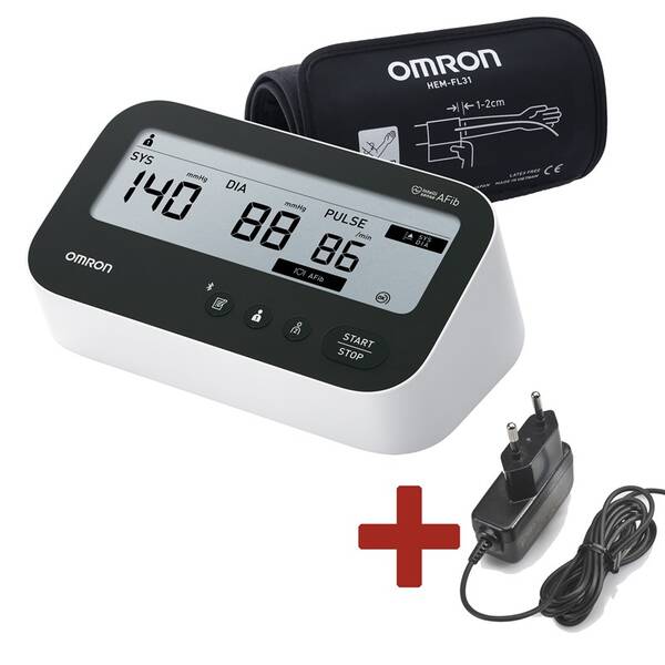 Tlakoměr na paži OMRON M4 Connect SMART + ZDROJ černý/bílý

