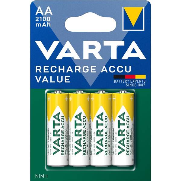 Baterie nabíjecí Varta Value, HR06, AA, 2100mAh, Ni-MH, blistr 4ks 

