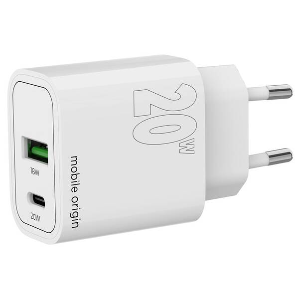 Nabíječka do sítě Mobile Origin 1x USB-A/2x USB-C PD20W bílá barva
