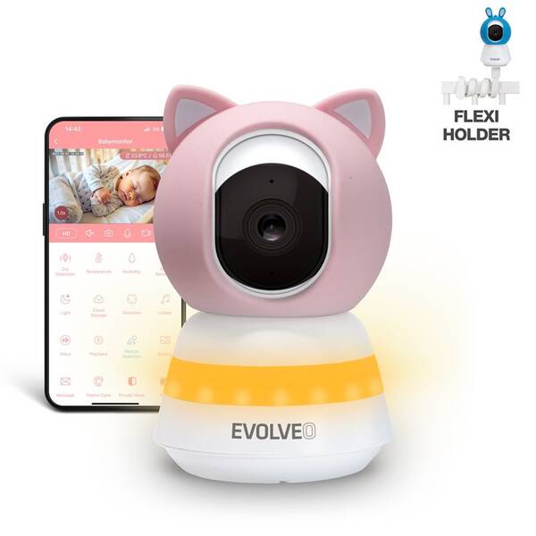 Dětská elektronická chůva Evolveo Baby Monitor LUX (CAM-LUX-P) růžová


