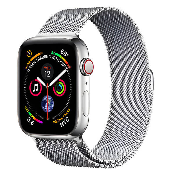 Řemínek RhinoTech milánský tah na Apple Watch 38/40/41 mm stříbrný

