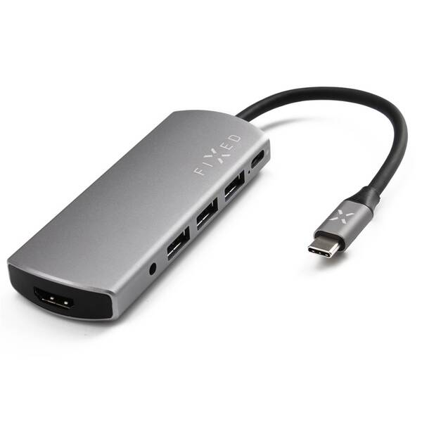 USB Hub FIXED Hliníkový HUB 6IN1 s rozhraním USB-C stříbrný

