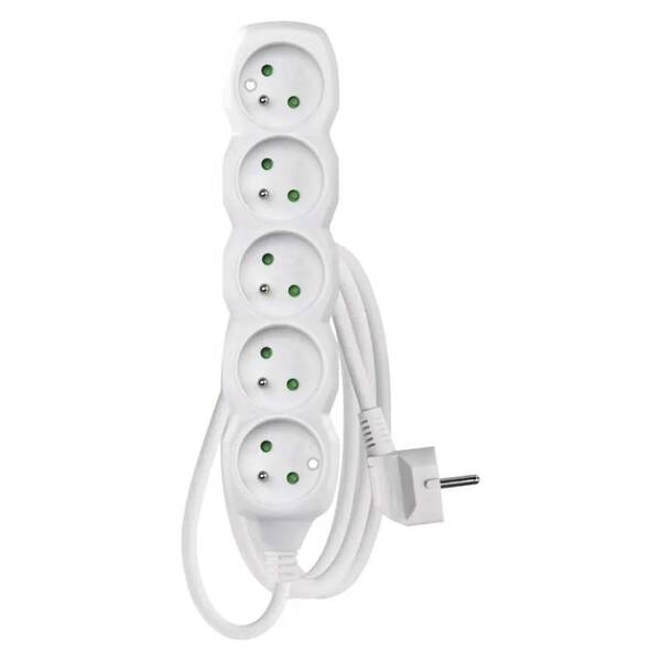 Kabel prodlužovací EMOS 5x zásuvka, 1,5m bílý

