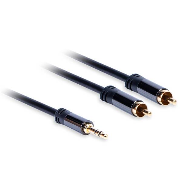 Kabel AQ 3,5mm Jack/2xRCA, M/M, 1,5m černý

