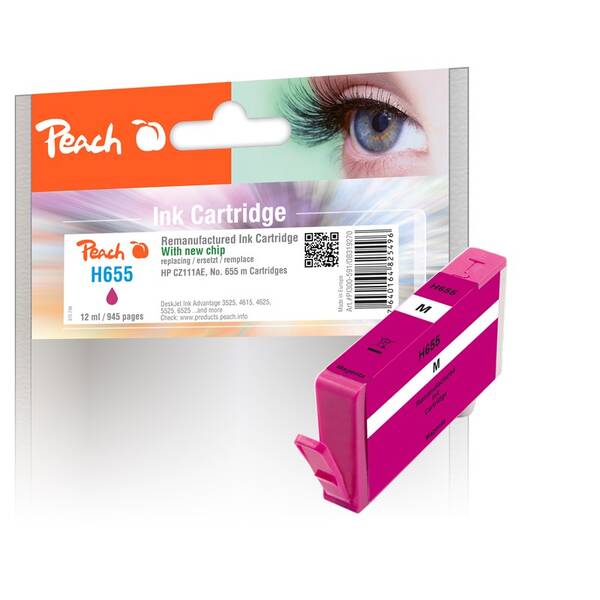 Inkoustová náplň Peach HP 655, 945 stran purpurová

