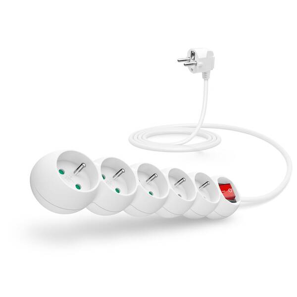 Kabel prodlužovací Connect IT 5x zásuvka, s vypínačem, 2m bílý


