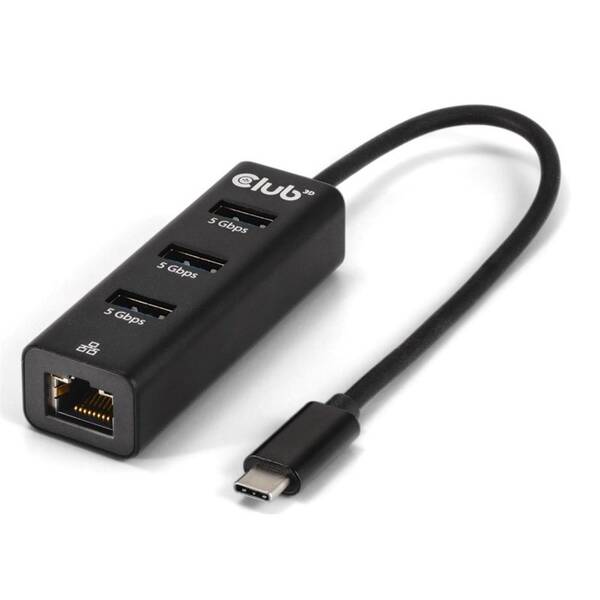 Dokovací stanice Club3D USB-C 3.2/3xUSB-A 3.2/RJ45 1Gbps černá

