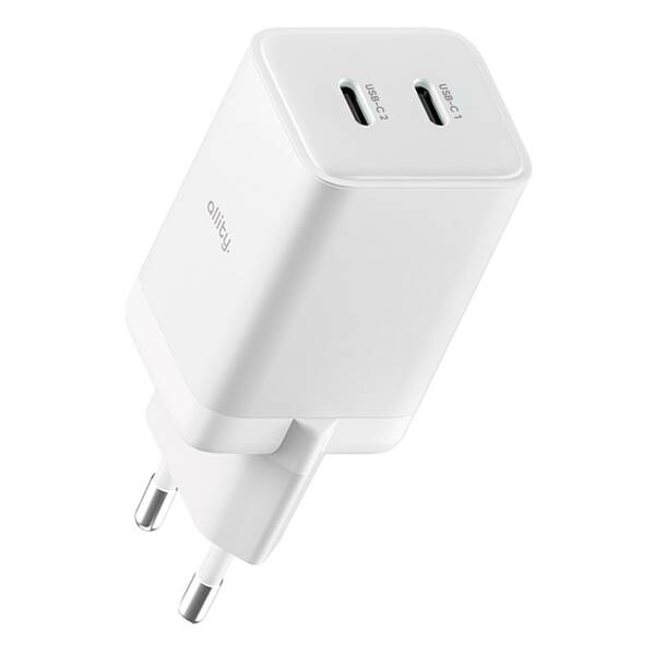Nabíječka do sítě Allity GaN PD, 2x USB-C 45W bílá

